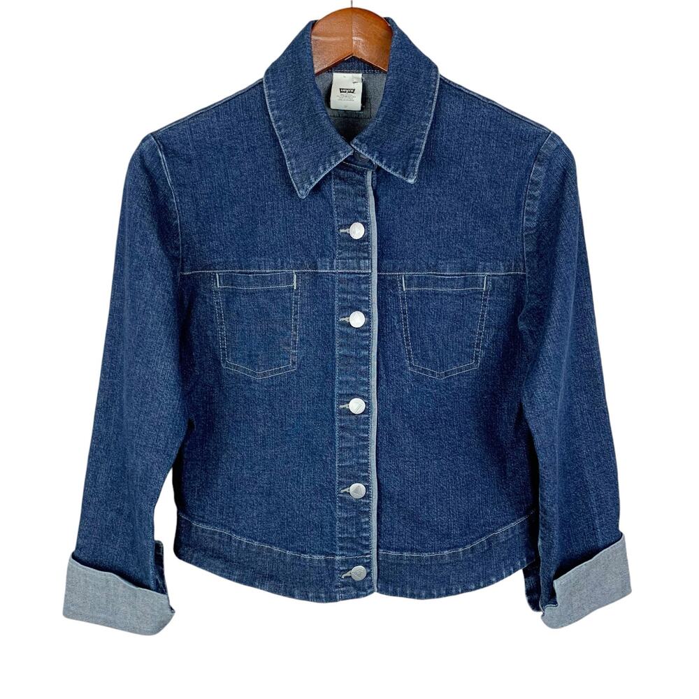 Vintage Levis Silvertab Jean Jacket Button Front Blue Cropped Classic Women's M